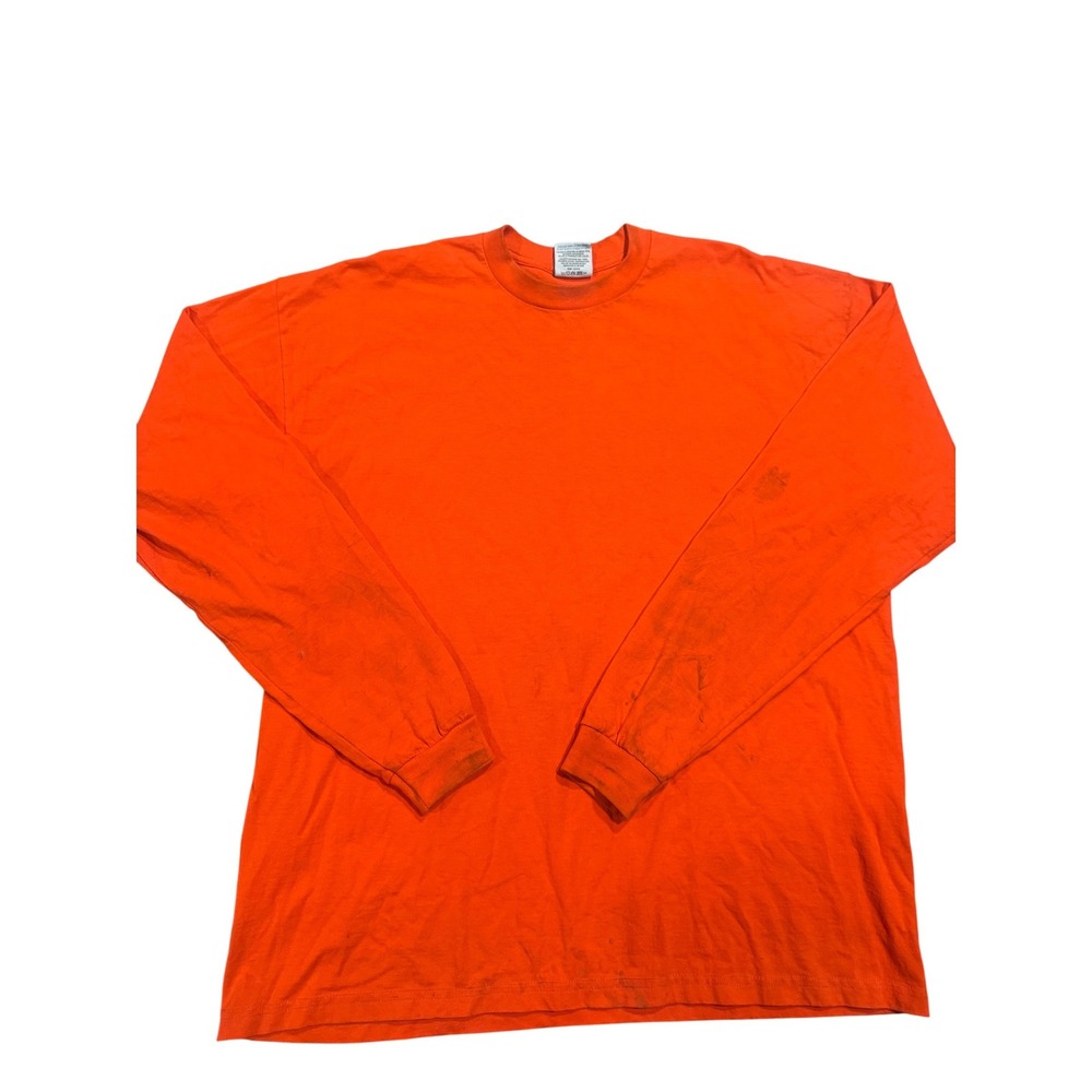 Pro Club Heavyweight Mens 2XL Orange Long Sleeve Cotton T-Shirt Crew Neck